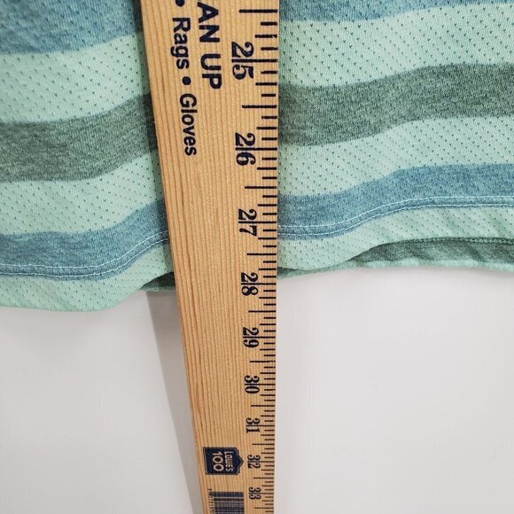 Nike Dri-Fit Running Shirt Zip Pockets Stripe Short Sleeve Mesh Large Womens - Picture 10 of 13